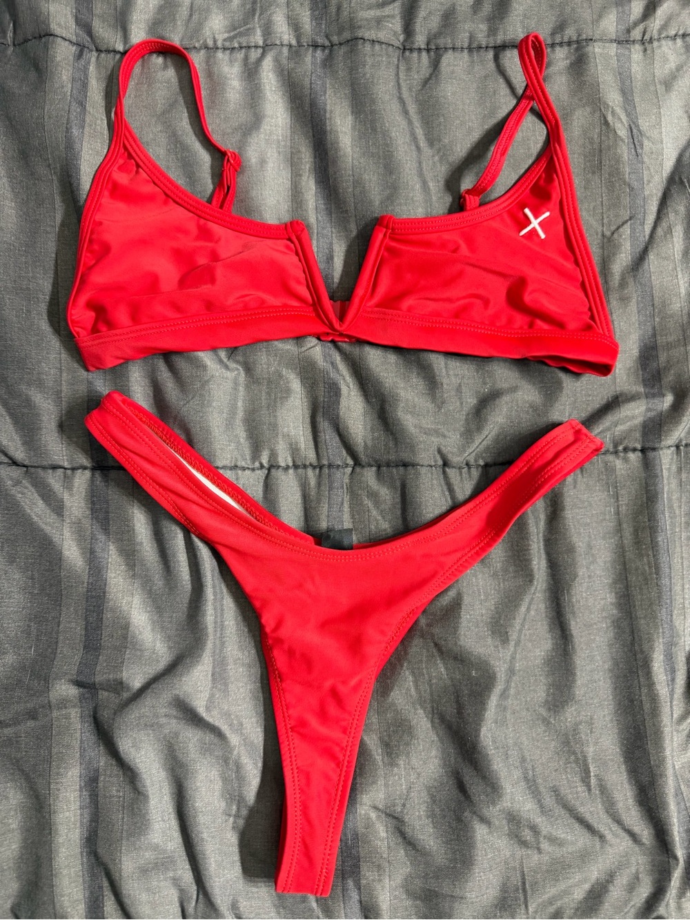 Boutine LA Red V-Plunge Bikini Set